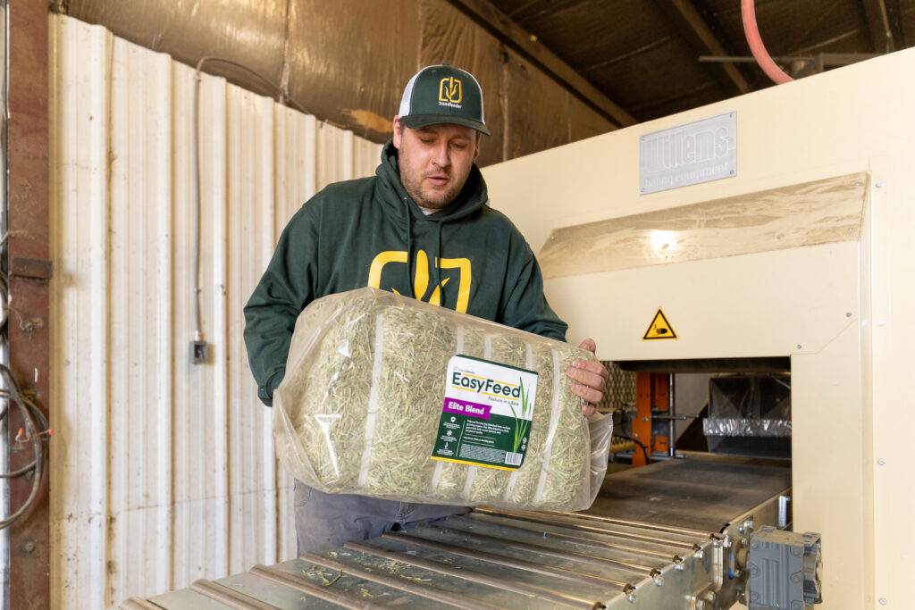 Assembly Line Packaging Hay Bales